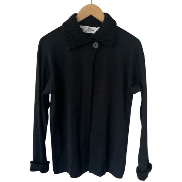 Maglificio Belvedere Black Merino Wool Mohair Blend One Button Cardigan Small - Picture 1 of 5